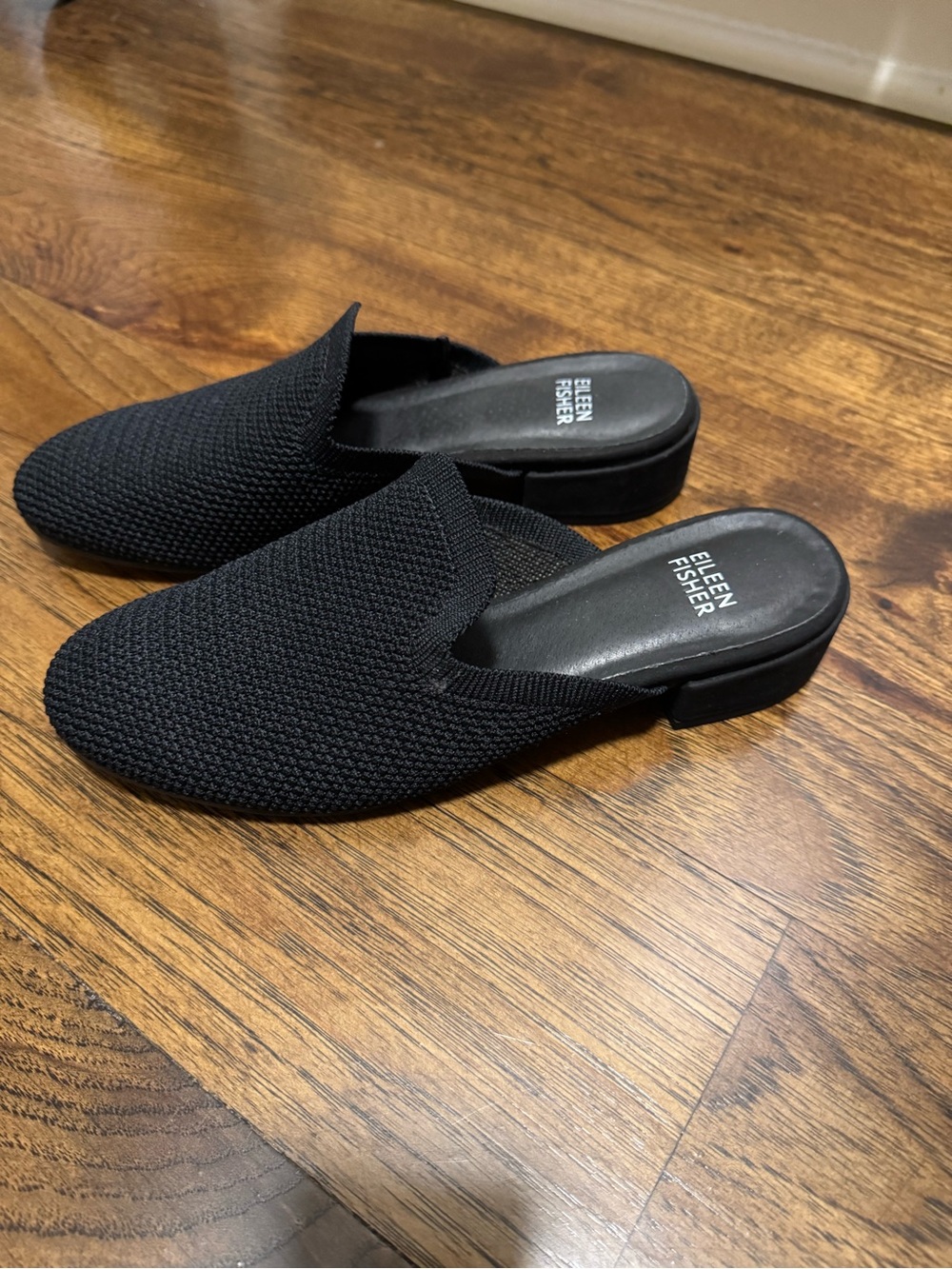 Eileen Fisher Black Knit Slip-On Mules
